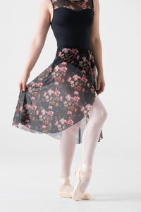 25" Long Wrap Skirt in Rose Bouquet Print Mesh - AW512RB